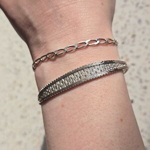 Sterling Silver Woven Tapered Snake Chain Bracelet - 925 ITA Sterling Silver